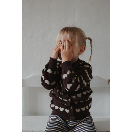 Petit Piao Huckleberry Heart Aop Ppelia Strikk Cardigan