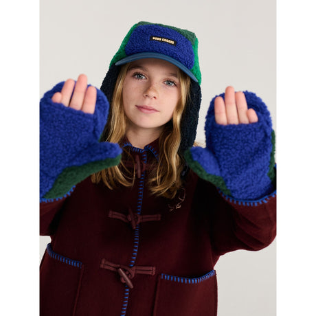 Bobo Choses Dark Green Farge Block Sheepskin Votter