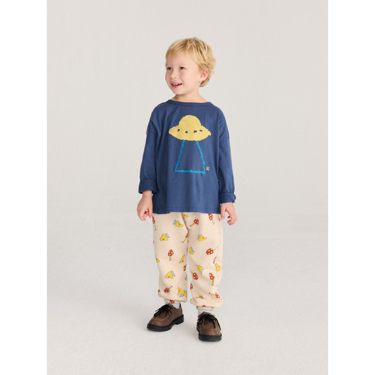 Bobo Choses Navy Blue Pixel Abduction T-Shirt