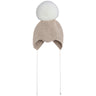 Huttelihut Off-White Bonnet Ull Strikk Alpaca Pompom