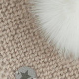 Huttelihut Off-White Bonnet Ull Strikk Alpaca Pompom