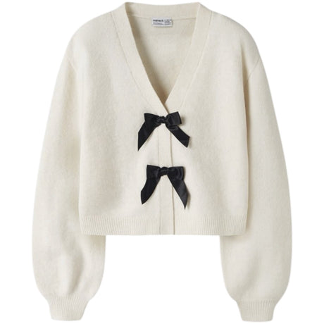 Name It Antique White Black Bow Nkfrina Ls Strikk Card Noos
