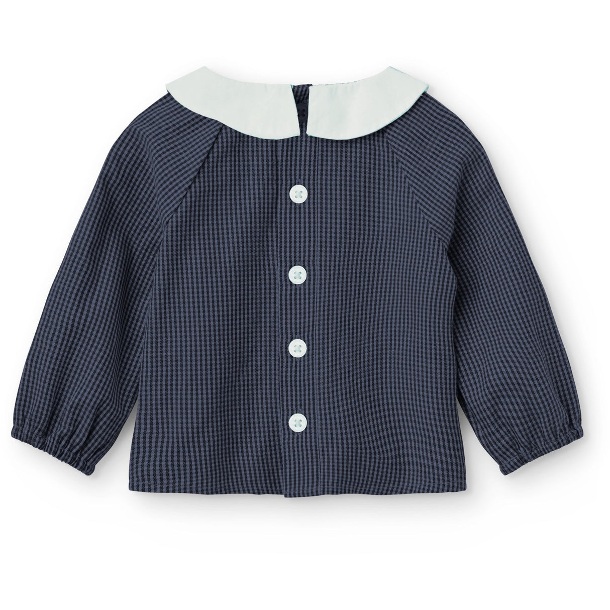 COPENHAGEN COLORS Brown Blue Check Comb. Checkered Baby Sett M/ Bluse M/ Halsbånd & Bukser