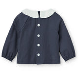 COPENHAGEN COLORS Brown Blue Check Comb. Checkered Baby Sett M/ Bluse M/ Halsbånd & Bukser