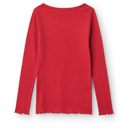 COPENHAGEN COLORS x Luksusbaby Red Modal Rib Ls Tee M/ Heart Hole Pattern