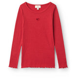 COPENHAGEN COLORS Red Modal Rib Ls Tee M/ Heart Hole Pattern