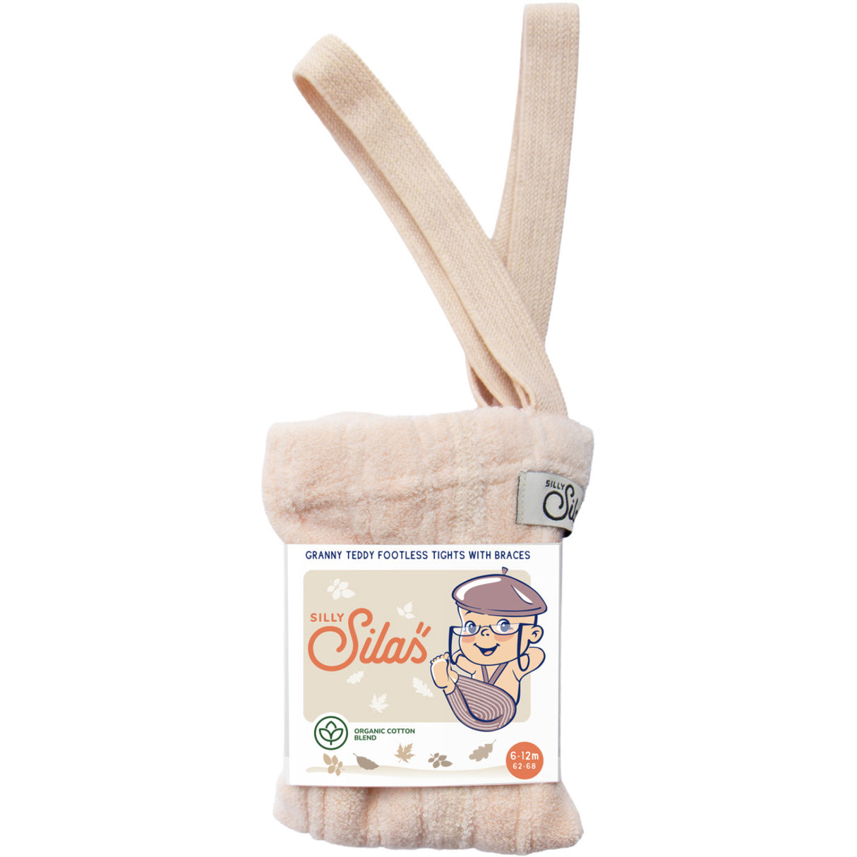 Silly Silas Granny Teddybjørn Footless Strømpebukser Med Braces Silky Peach