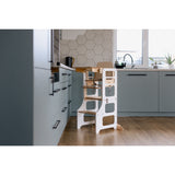 Duck Woodworks White Foldbar EC Kitchen Tower Med Højt Stol Addon Sett
