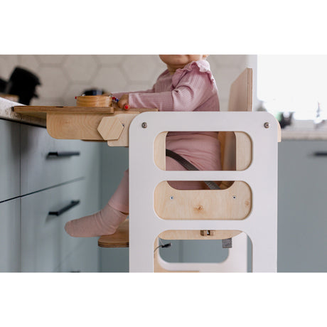 Duck Woodworks White Foldbar EC Kitchen Tower Med Højt Stol Addon Sett