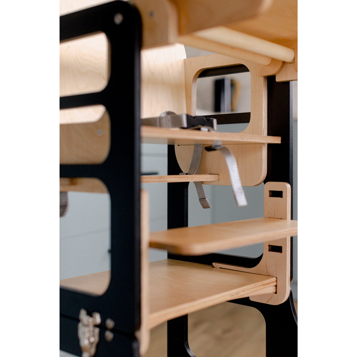 Duck Woodworks Black Foldbar EC Kitchen Tower Med Højt Stol Addon Sett