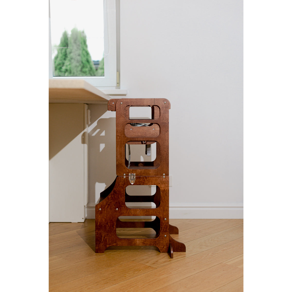 Duck Woodworks Honey Glaze Foldbar Kitchen Tower Stained Med Højt Stol Addon Sett