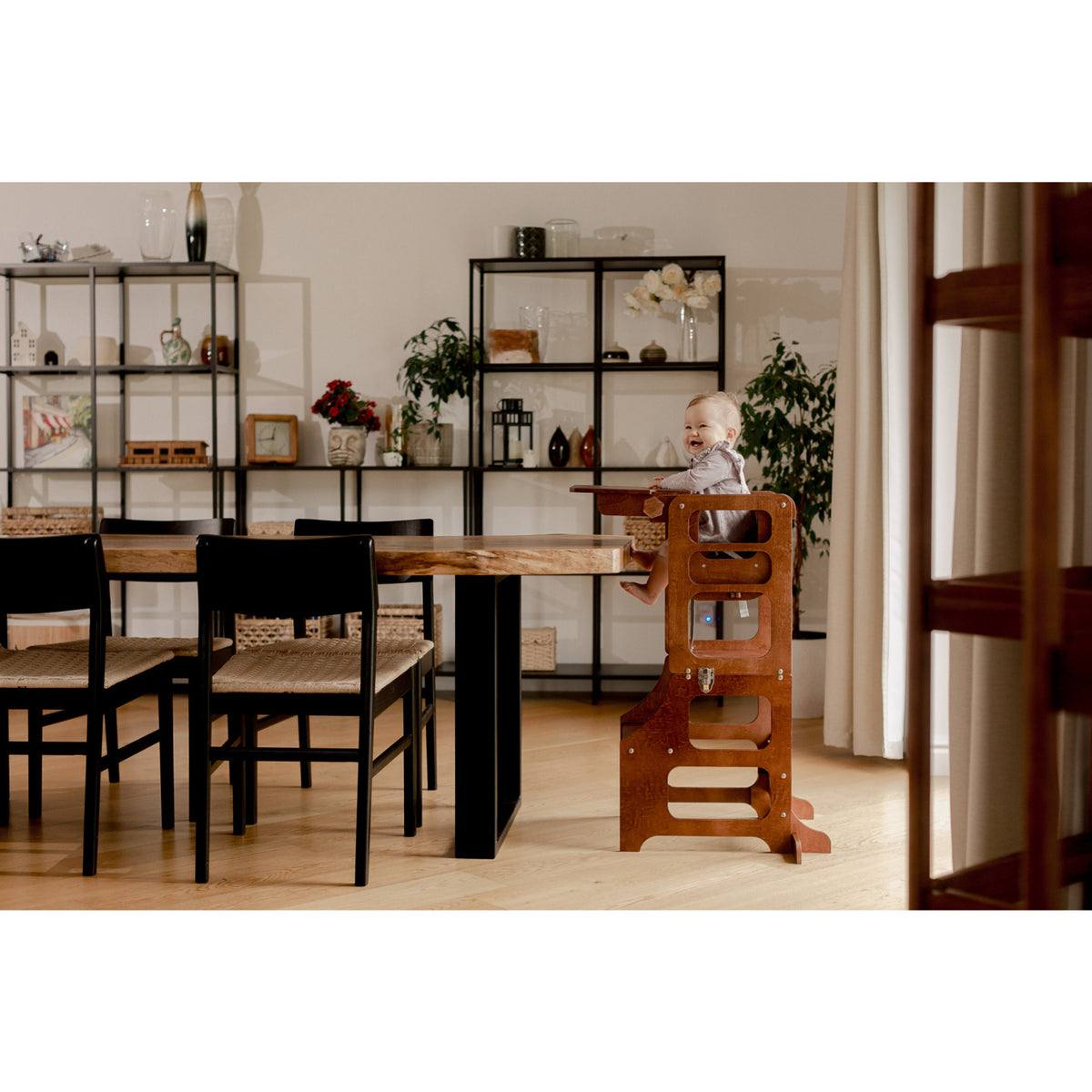 Duck Woodworks Honey Glaze Foldbar Kitchen Tower Stained Med Højt Stol Addon Sett