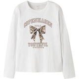 Name It Bright White Leo Bow Nkfveen Ls Nreg Topp