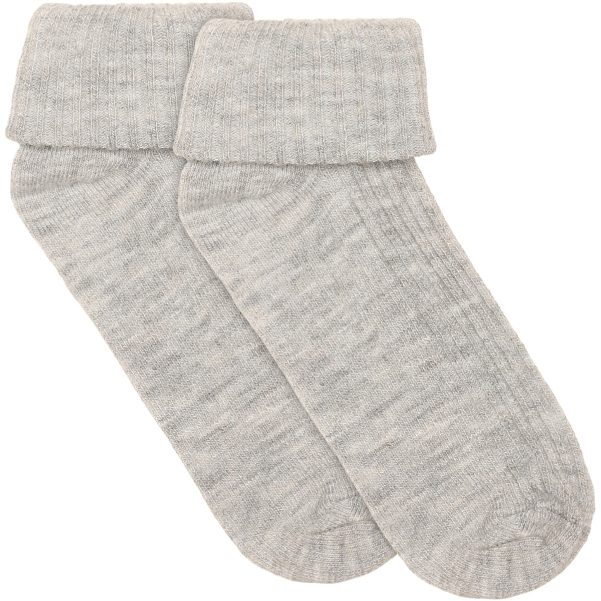 Minymo Light Grey Melange Baby 2X2 Rib Ull Strømper 2-Pakning