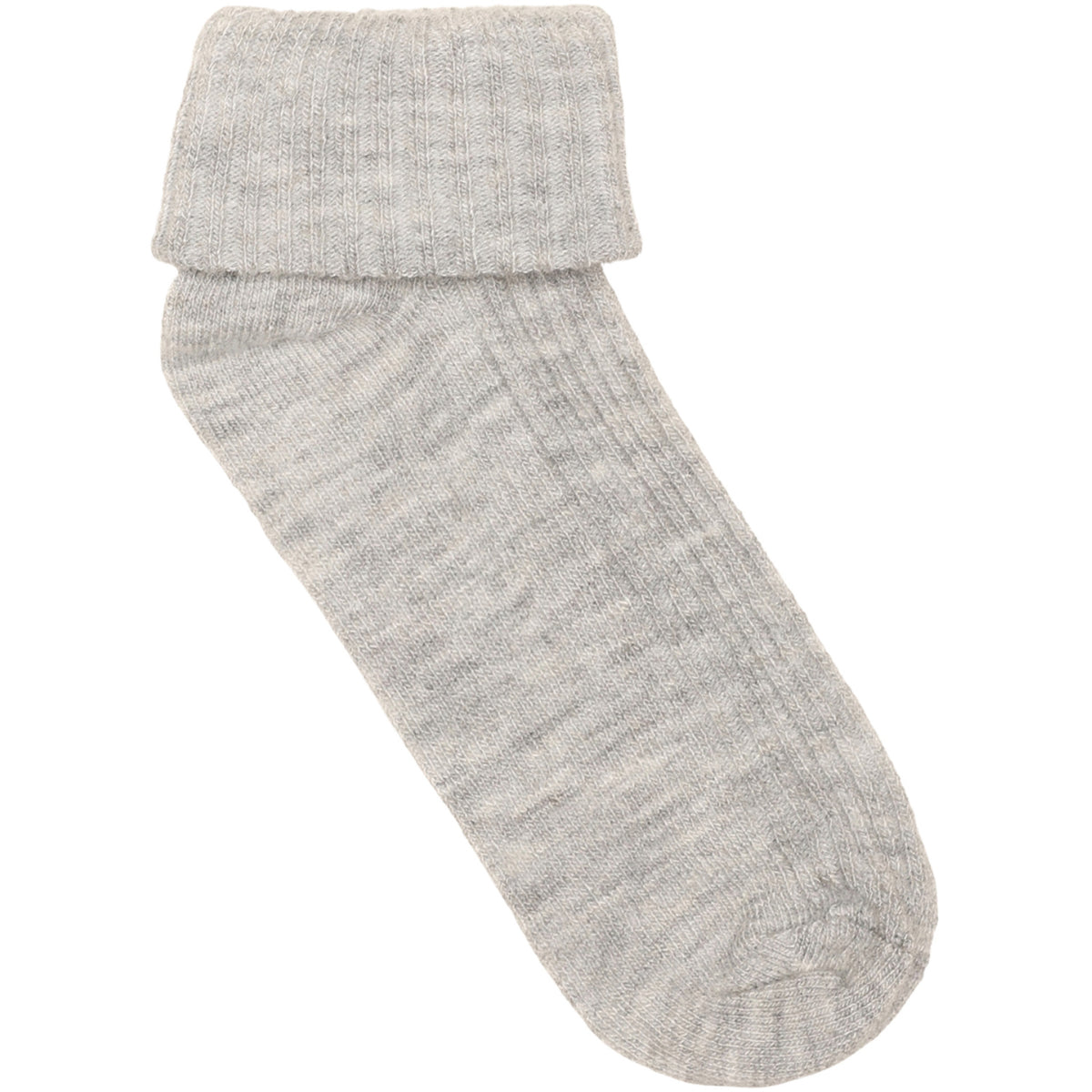 Minymo Light Grey Melange Baby 2X2 Rib Ull Strømper 2-Pakning