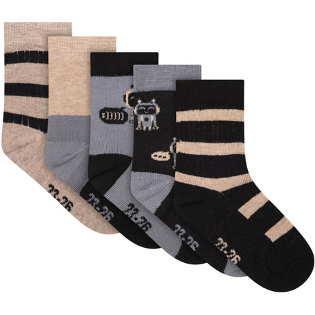 Minymo Blau Gray Strømper M/ Pattern (5-Pack)