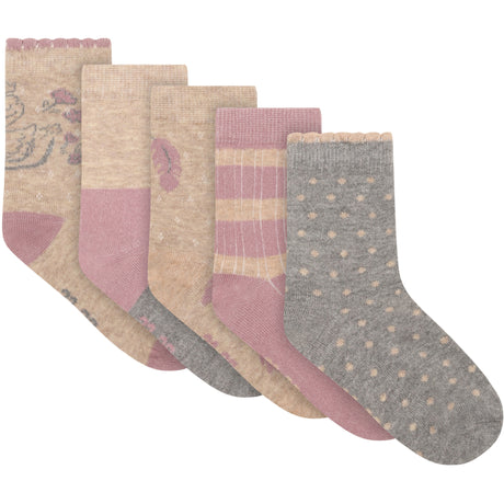 Minymo Elderberry Strømper M/ Pattern (5-Pack)