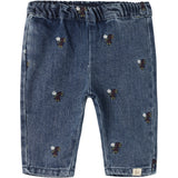 Lil'Atelier Dark Blue Denim Flower Emb Nbfroberta Loose Dnm Jeans 6288-Se Lil
