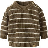 Lil'Atelier Teak Turtledove / Kelp Nbmemlen Rio Ls Strikk Stripe Lil