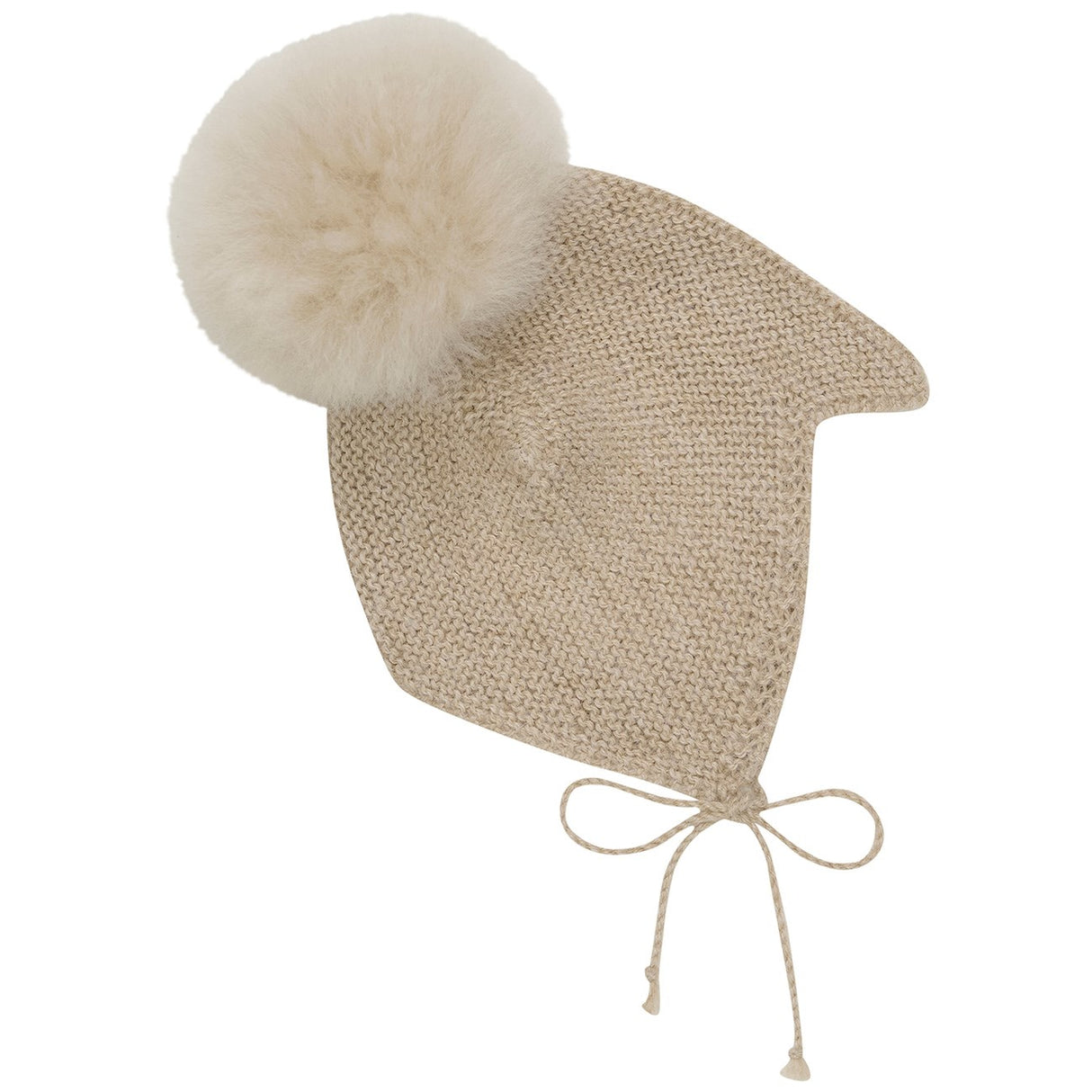 Huttelihut Camel Melange Bonnet Ullstrikk Alpakka Pompom