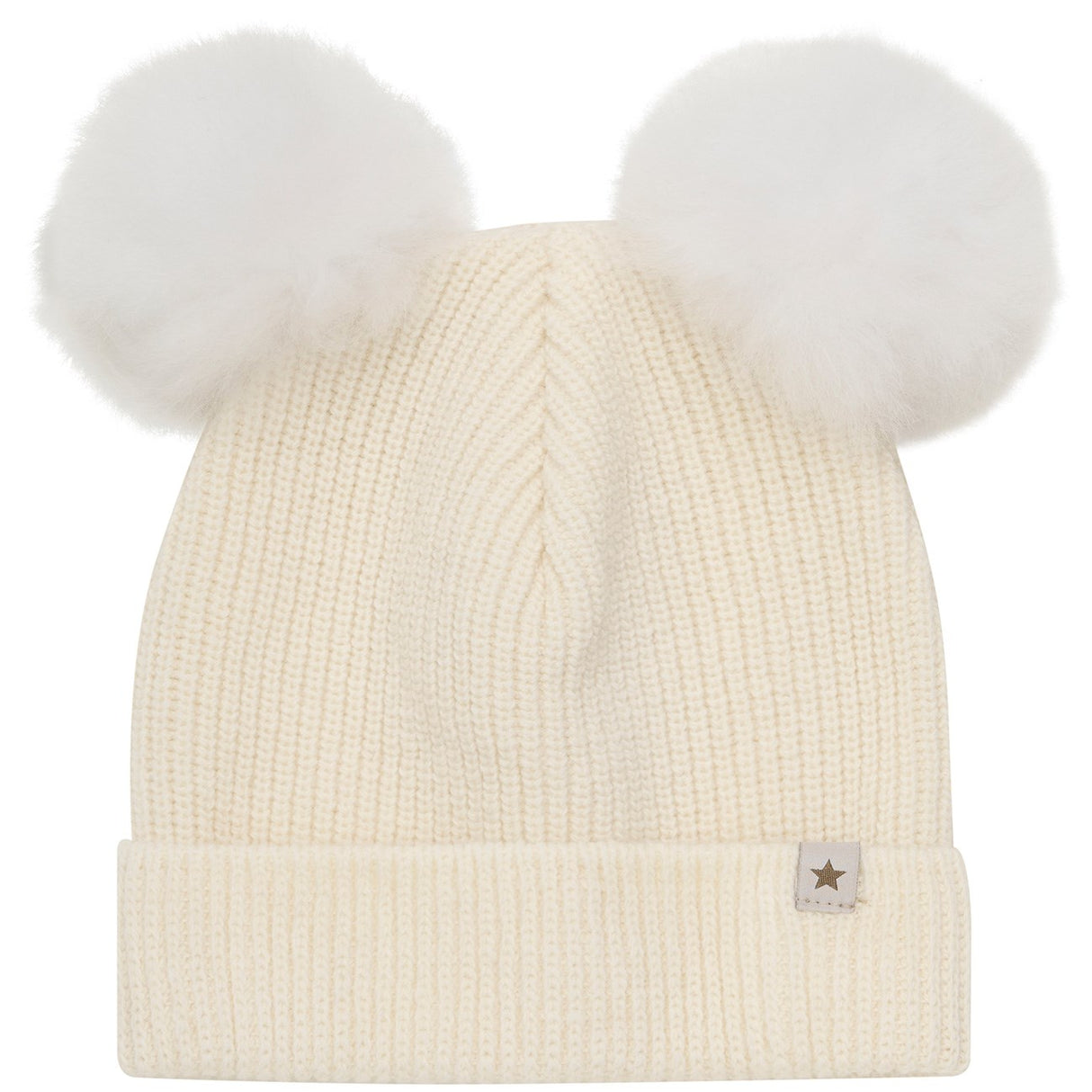 Huttelihut Snow White Lue Strikk W. Alpakka Pompoms