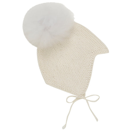 Huttelihut Off-White Bonnet Wool Knit Alpaca Pompom