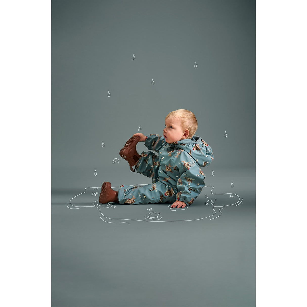 CeLaVi Smoke Pine Rain Suit - Aop, m. Fleece fôr