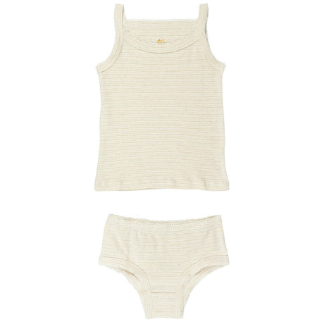 COPENHAGEN COLORS Beige Stripe Strap Topp And Underpants Striped