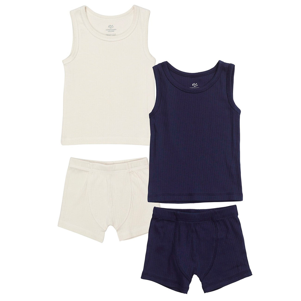 COPENHAGEN COLORS Navy/ Cream Comb. Kick Rib Jersey 2Pack Tank-Topp And Bokser shorts