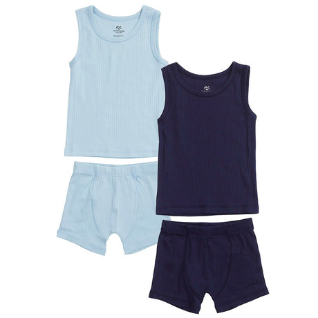 COPENHAGEN COLORS Lt.Blue/ Navy Comb. Core Rib Jersey 2Pack Tank-Topp And Bokser shorts