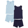 COPENHAGEN COLORS Lt.Blue/ Navy Comb. Core Rib Jersey 2Pack Tank-Topp And Bokser shorts