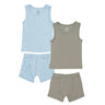 COPENHAGEN COLORS Lt. Grey/ Lt. Blue Comb. Core Rib Jersey 2Pack Tank-Topp And Bokser shorts