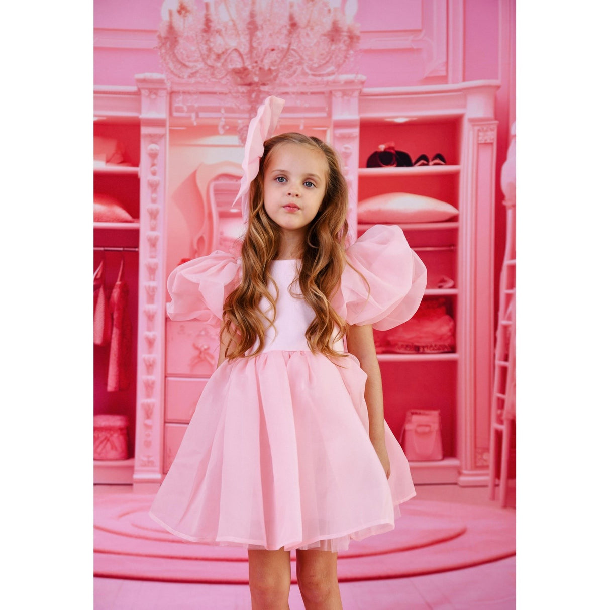 Dolly by Le Petit Tom DollyPink Dolly World V-Back Puff Sleeve Organza Tutu Kjole