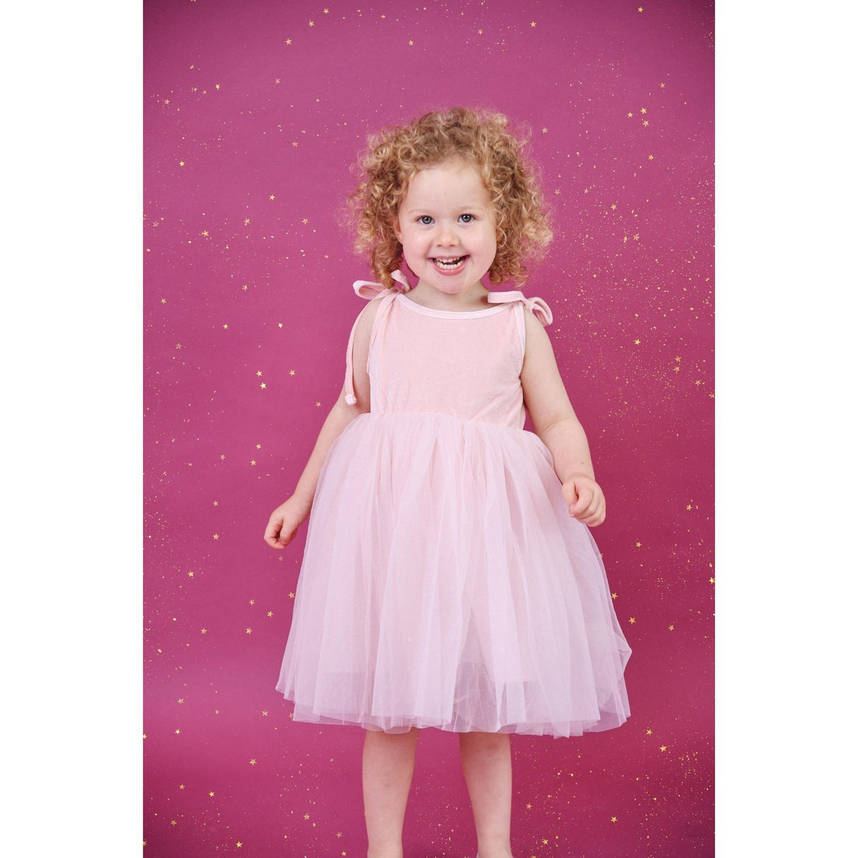 Dolly by Le Petit Tom Pink Dolly Universe Velvet Cosmic Strings Tutu Kjole