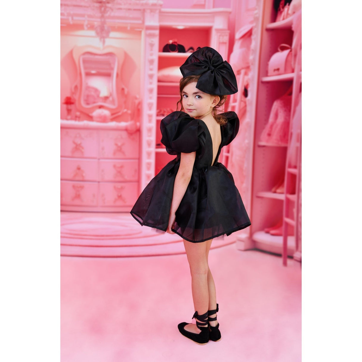 Dolly by Le Petit Tom Black Dolly World Big Organza Hår Sløyfe