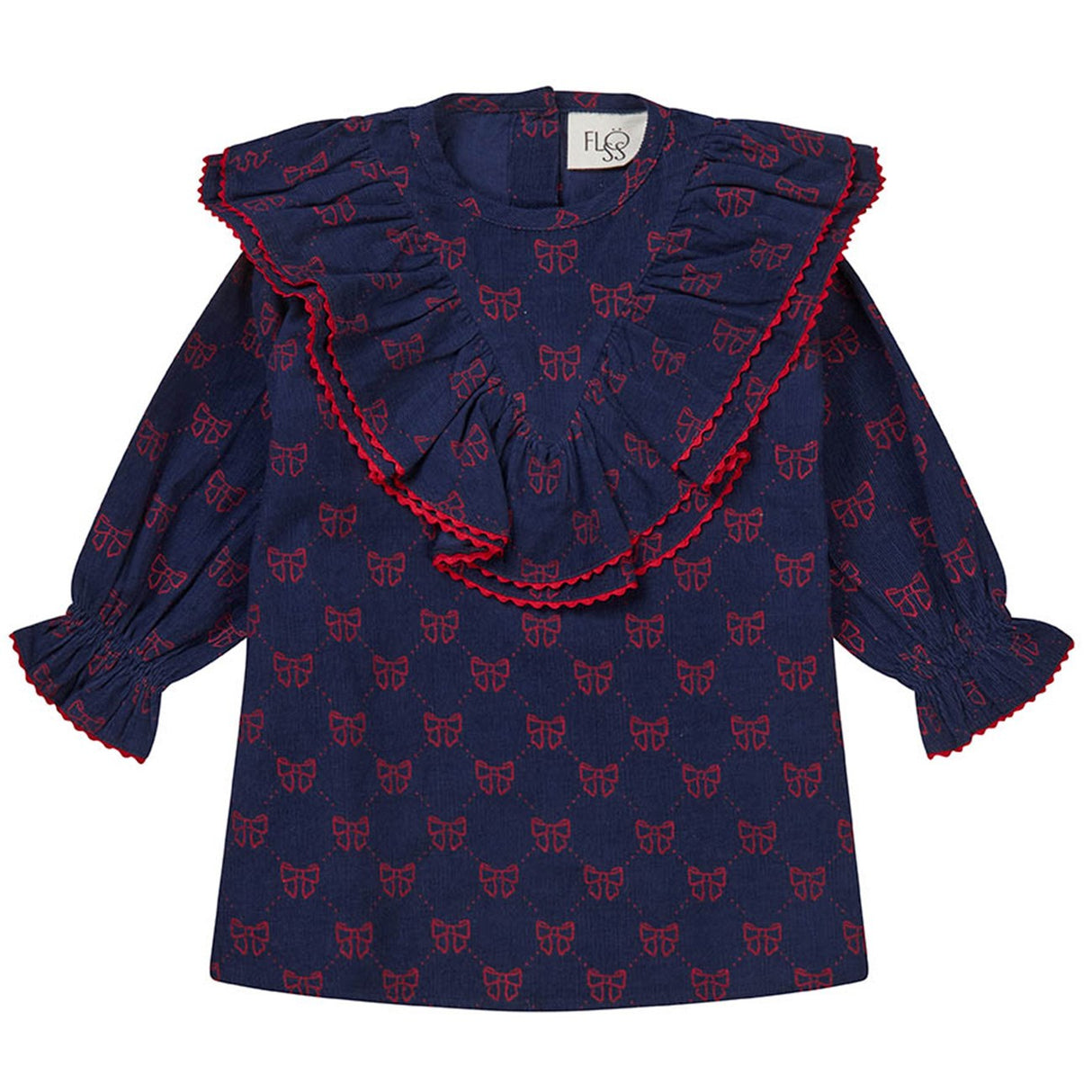 Flöss Navy / Ruby Red Bows Luna kjole