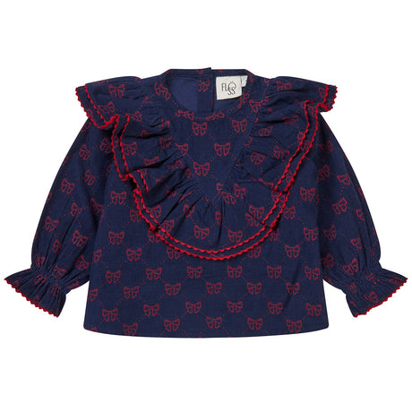 Flöss Navy/Ruby Red Bows Luna Bluse