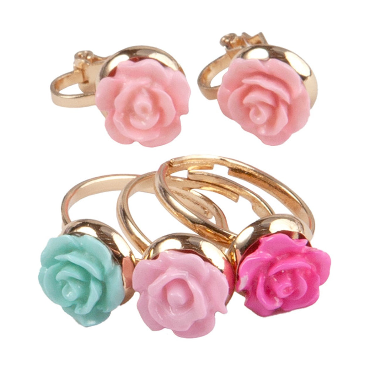 Great Pretenders Boutique Rose Rings & Øredobber Set