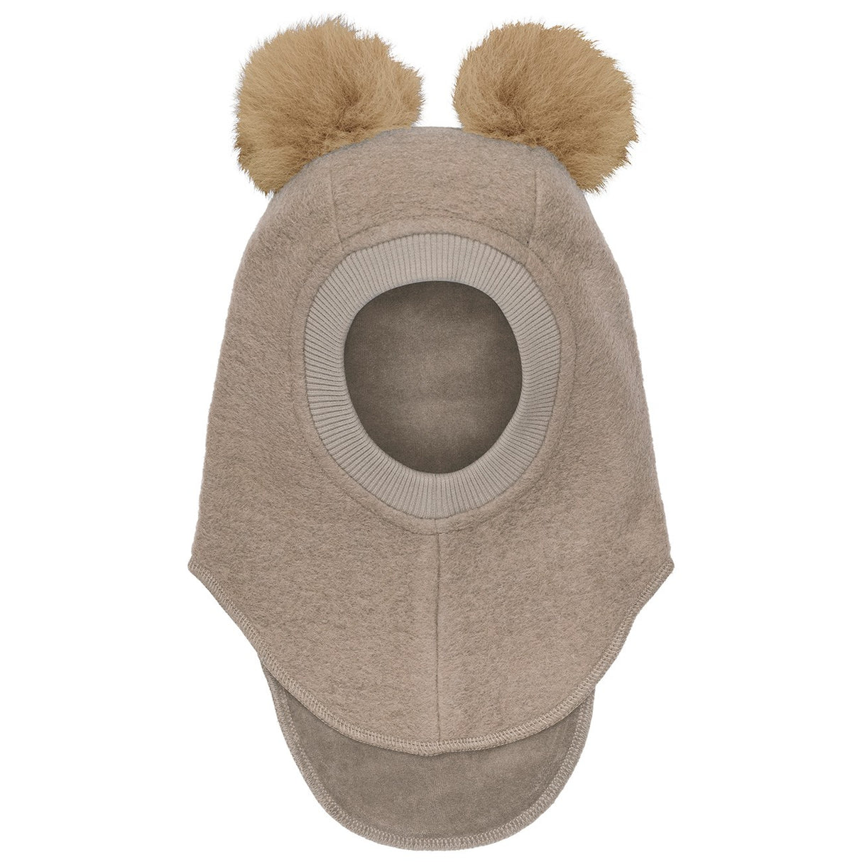 Huttelihut Camel Melange Balaclava Ull Alpakka Pompoms