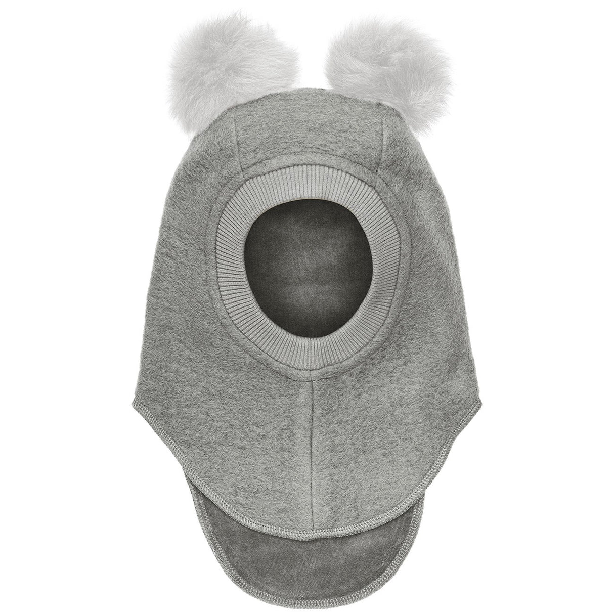 Huttelihut Medium Grey Melange Balaclava Ull Alpakka Pompoms