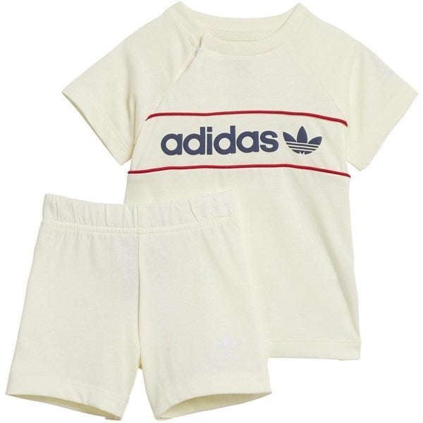 adidas Originals Ivory/Night Indigo/Red Shorts Tee Sett