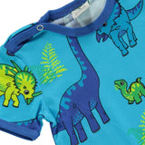 Småfolk Blue Atoll Kortermet Jumpsuit Med Dinosaur 4