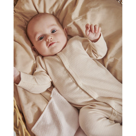 MarMar New Born Modal Fine Rib Rose Quartz Stripe Rukano Onesie