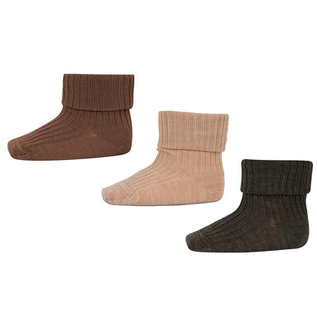 Mp Danmark Wool Ribbet Sokker - 3-pakning Camel Melange