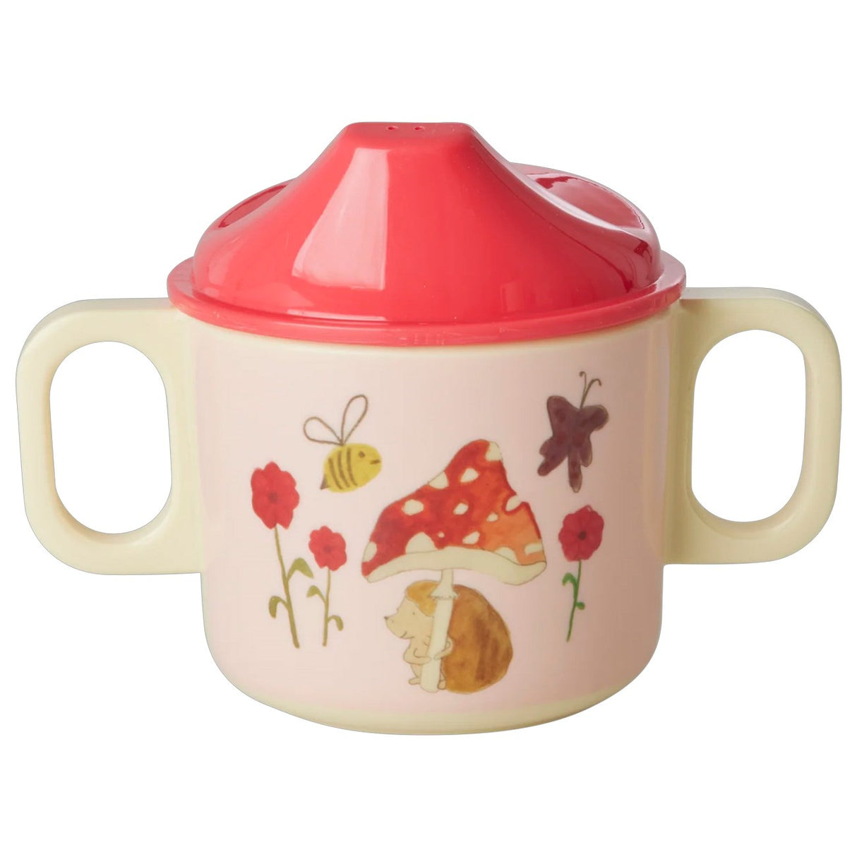 Rice Melamine 2 Handle Baby Cup med Pink Happy Forest Print - 250 ml