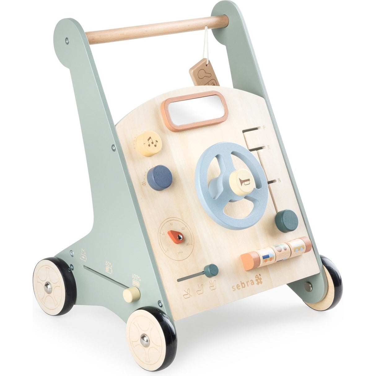 Sebra Wooden Activity Walker Bil