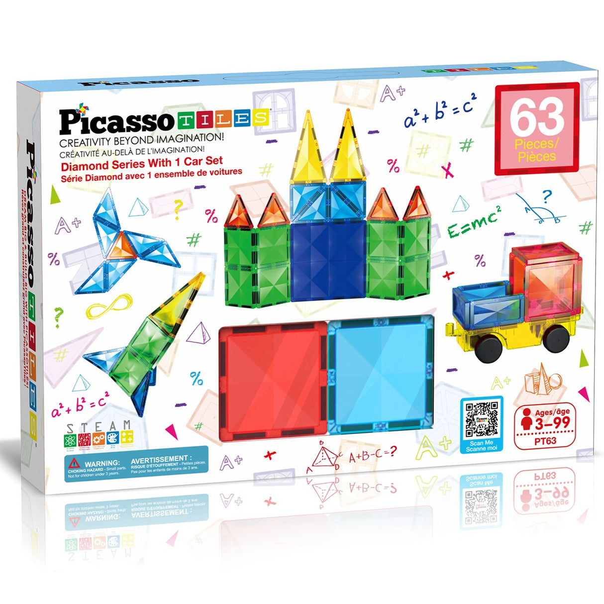 Picasso Tiles   Picasso Tiles Diamond Series Magnetic Tiles set 63pcs building set
