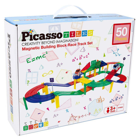 Picasso Tiles   Picasso Tiles 50pc Magnetic Race Track Building Blocks