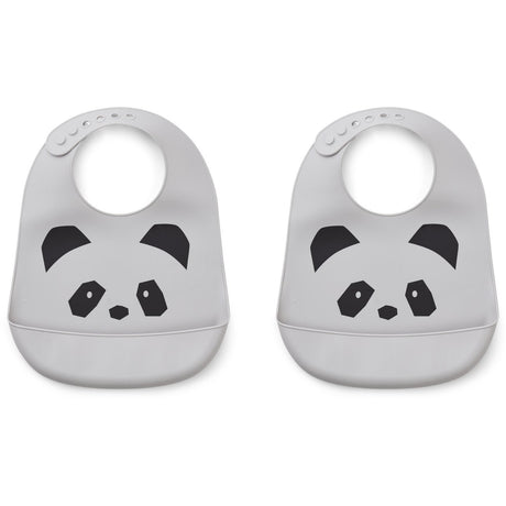 LIEWOOD Panda Dumbo Grey Tilda Silicone Bib 2-Pack