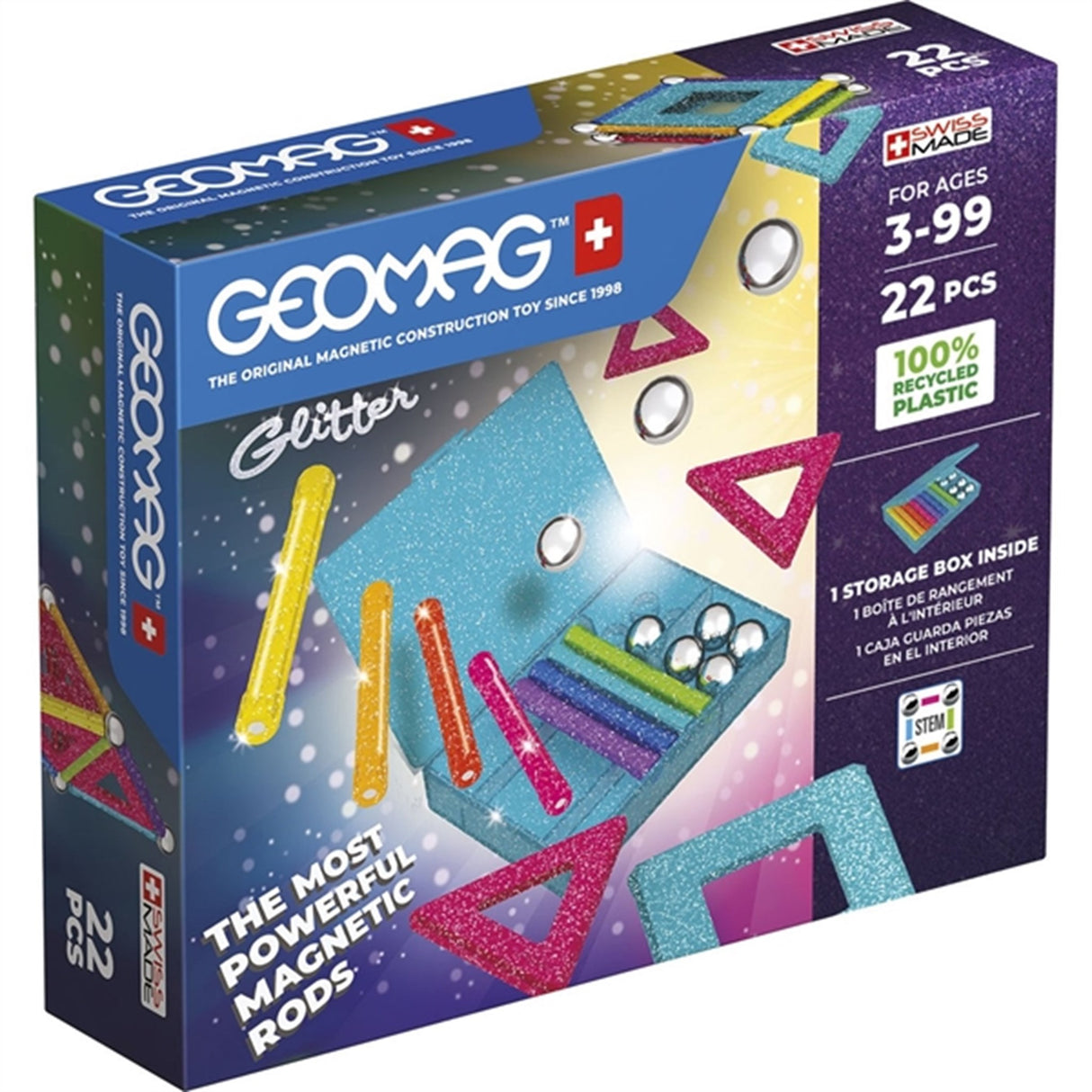 Geomag Glitter Panels Recycled 22 stk